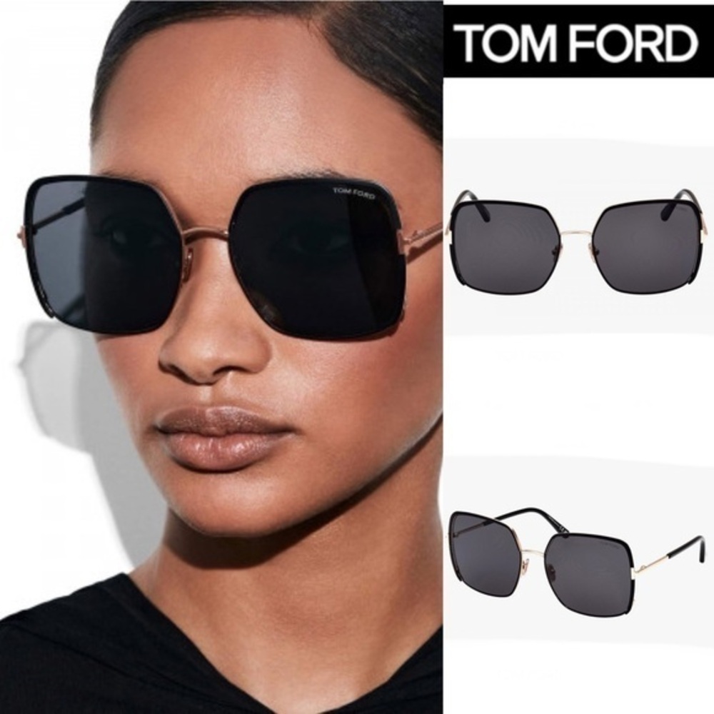 Tom Ford Raphaela TF1006 02A Sunglasses Women's Black/Rose Gold/Smoke 60mm NWT